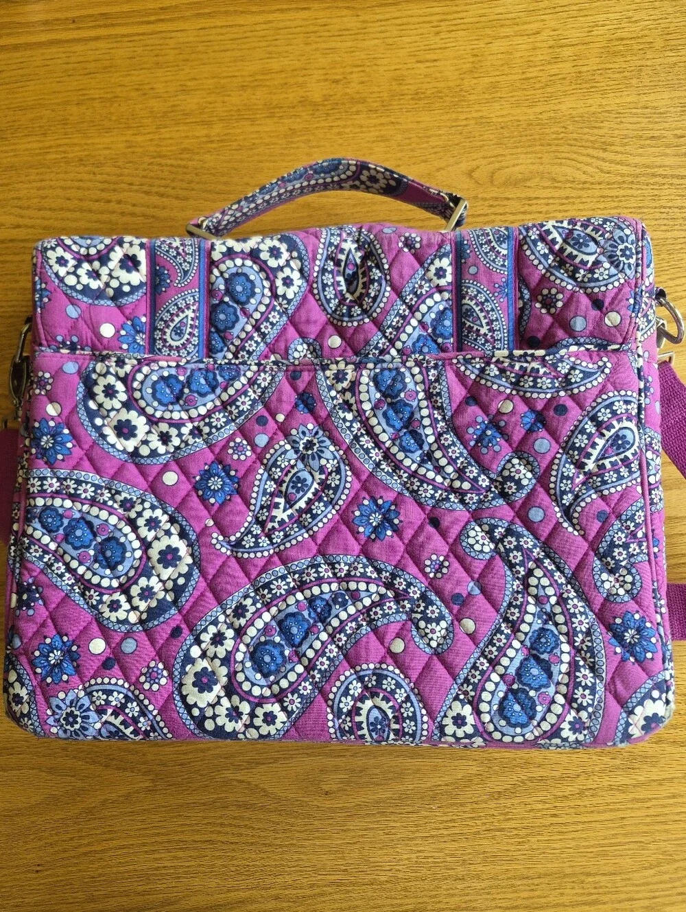 Vera Bradley Bag Metropolitan Laptop Messenger Boysenberry Purple Paisley